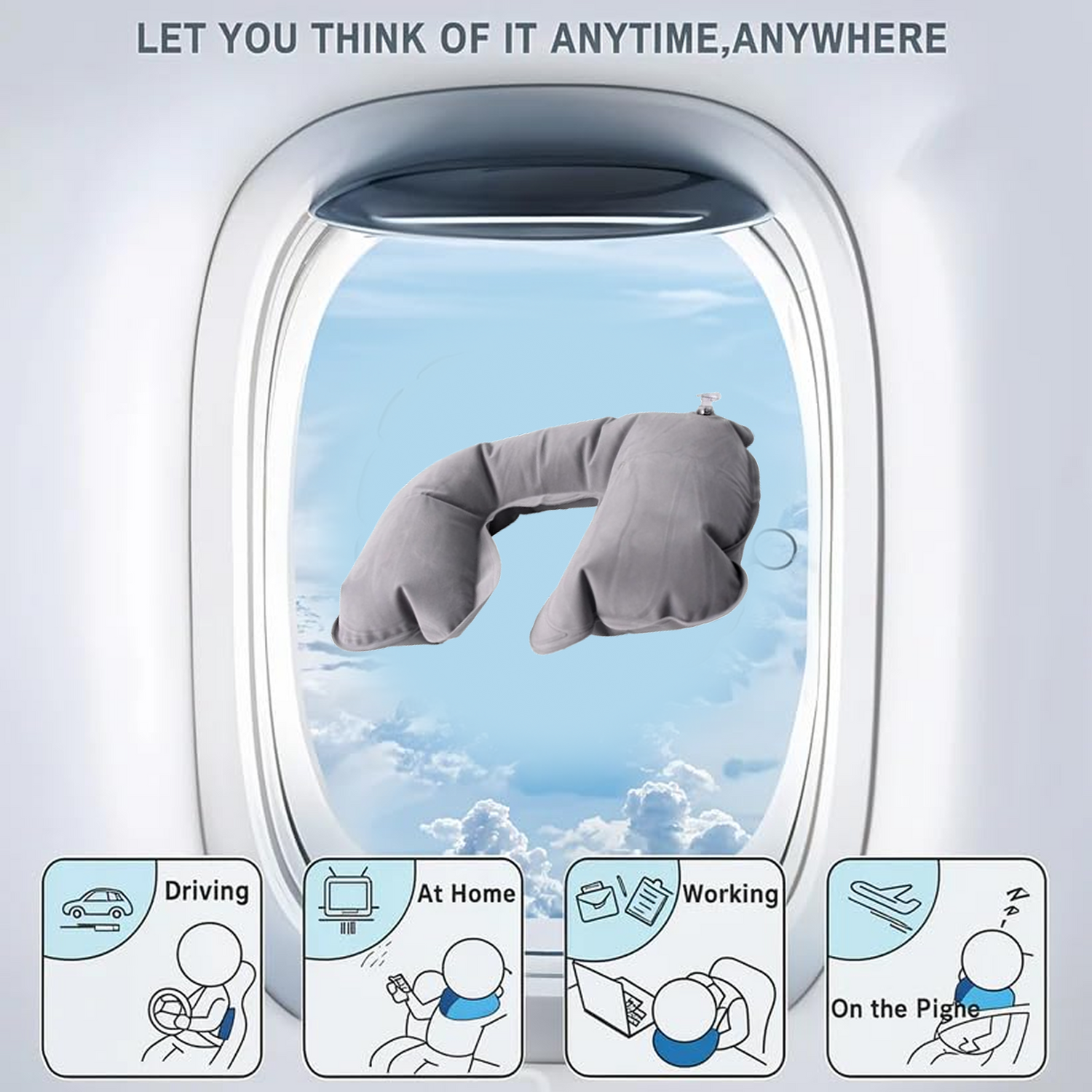 Inflatable  Foldable Pillow U Shape Air Cushion Travel Pillow (1 Pc  Mix Color)