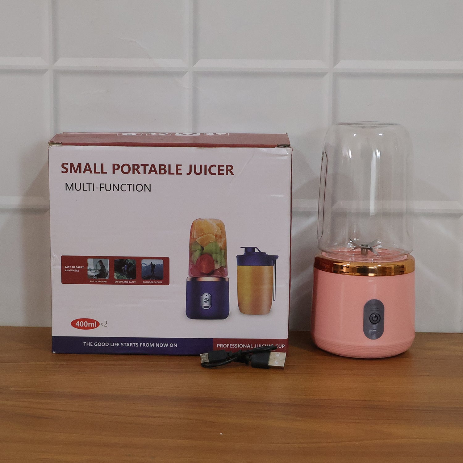 Rechargeable Portable Mini Juicer Blender Bottle Without Cup (1 Pc 400 Ml)