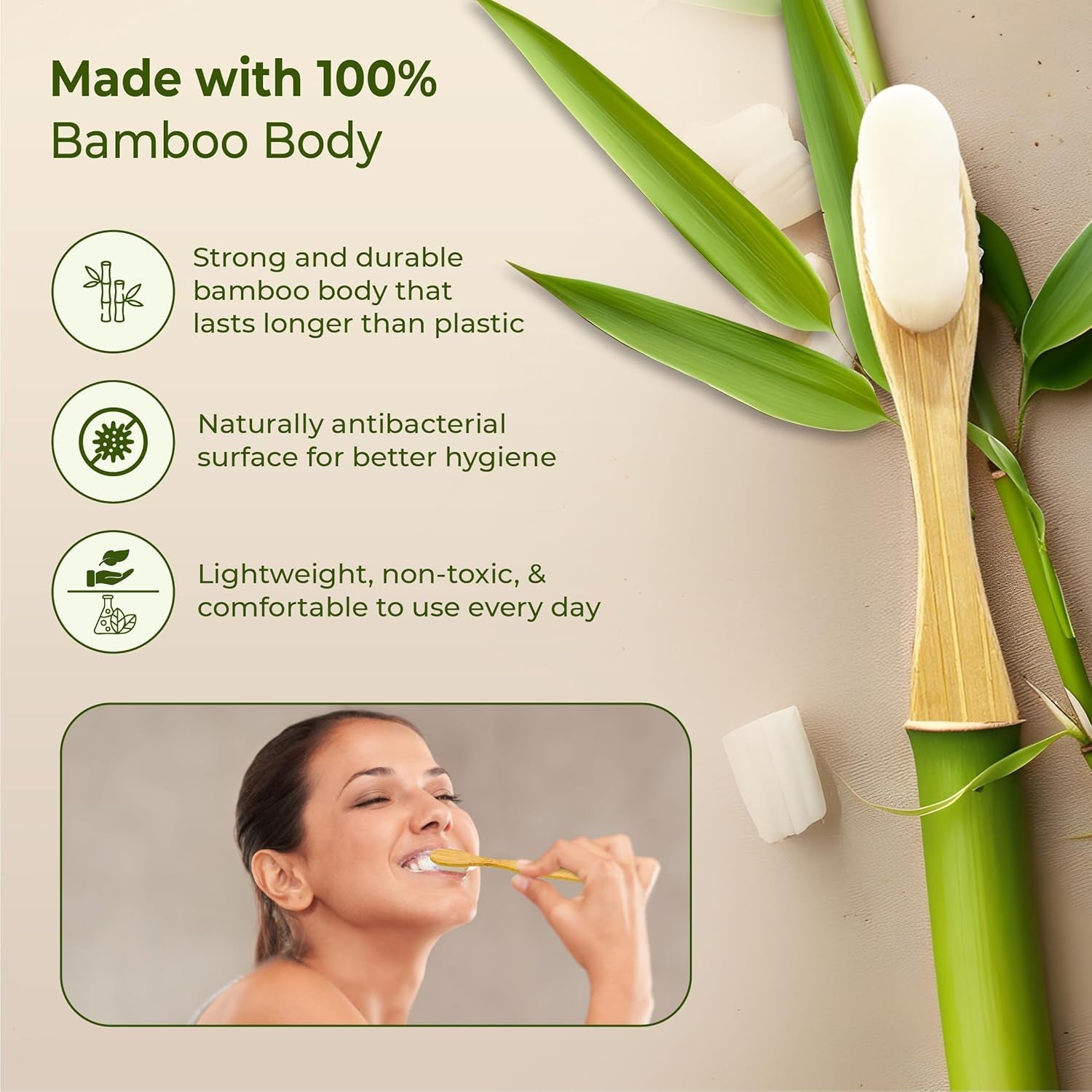 Eco Friendly Wooden Bamboo Toothbrush With Protective Travel Case 1 Pc