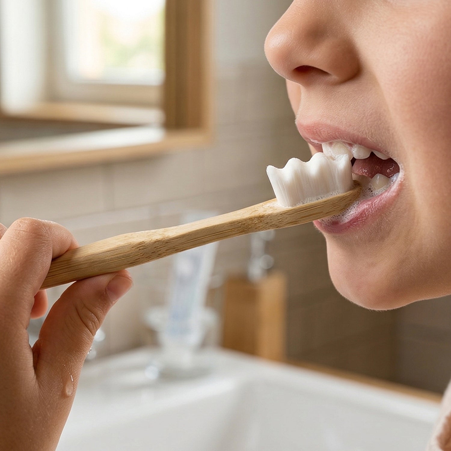 Natural Wooden Handle Tooth Cleaning Brush With Case (1 Pc)