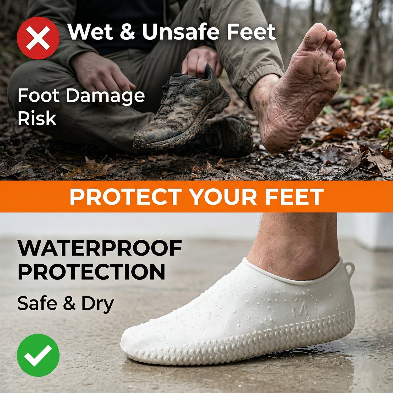 Waterproof Silicone Shoe Cover White Color (1 Pair Medium Size)