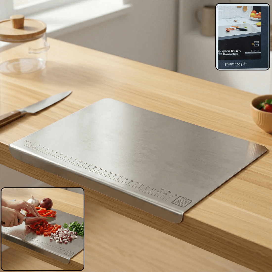Stainless Steel Chopping Board 35.5x29 Cm 1mm Thickness 1 Pc