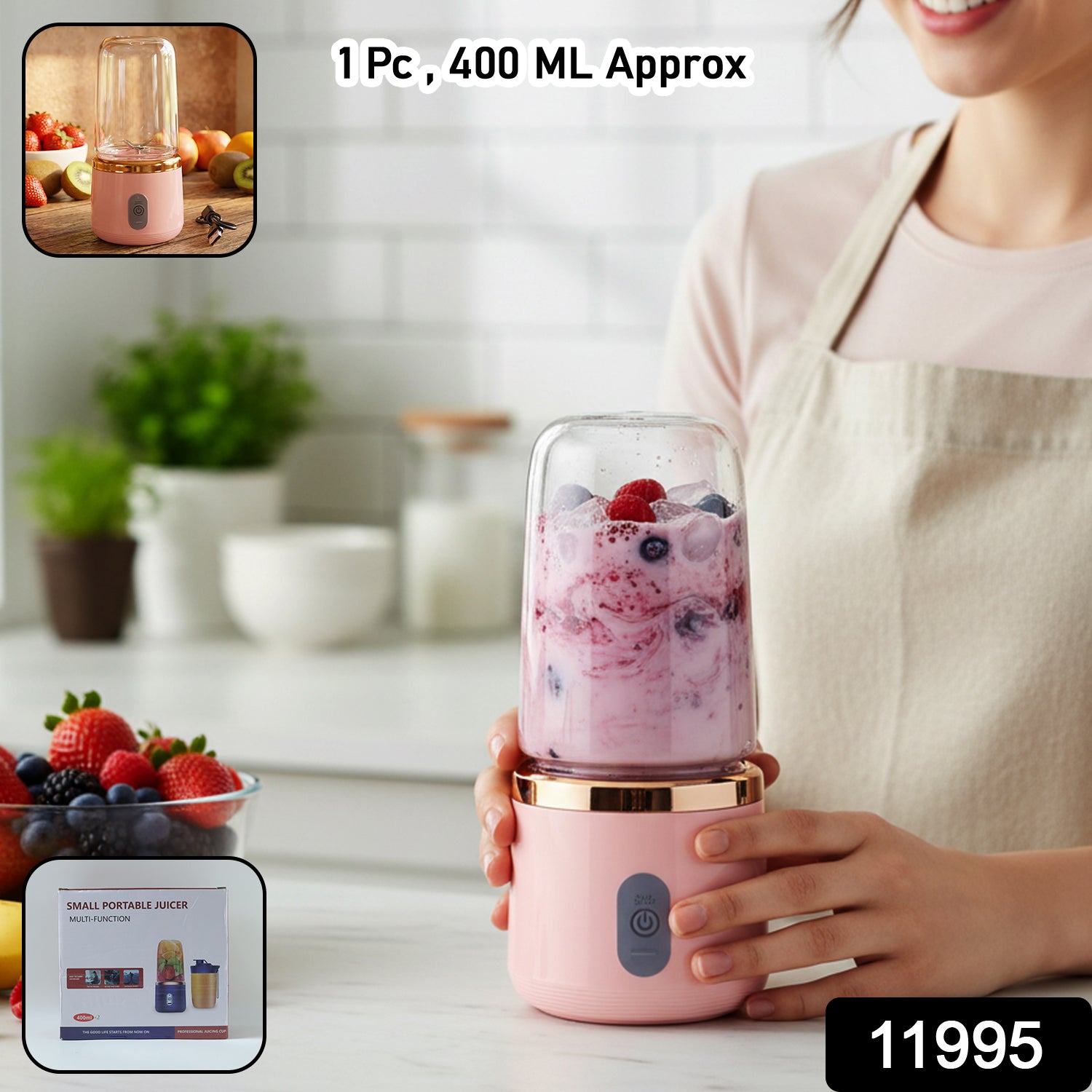 Rechargeable Portable Mini Juicer Blender Bottle Without Cup (1 Pc 400 Ml)