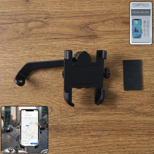 6706 Mobile Phone Holder With Easy Adjustable Rear View Mirror Mount Solid Metal Cradle Stand Suitable For Bike  Mobile Phones