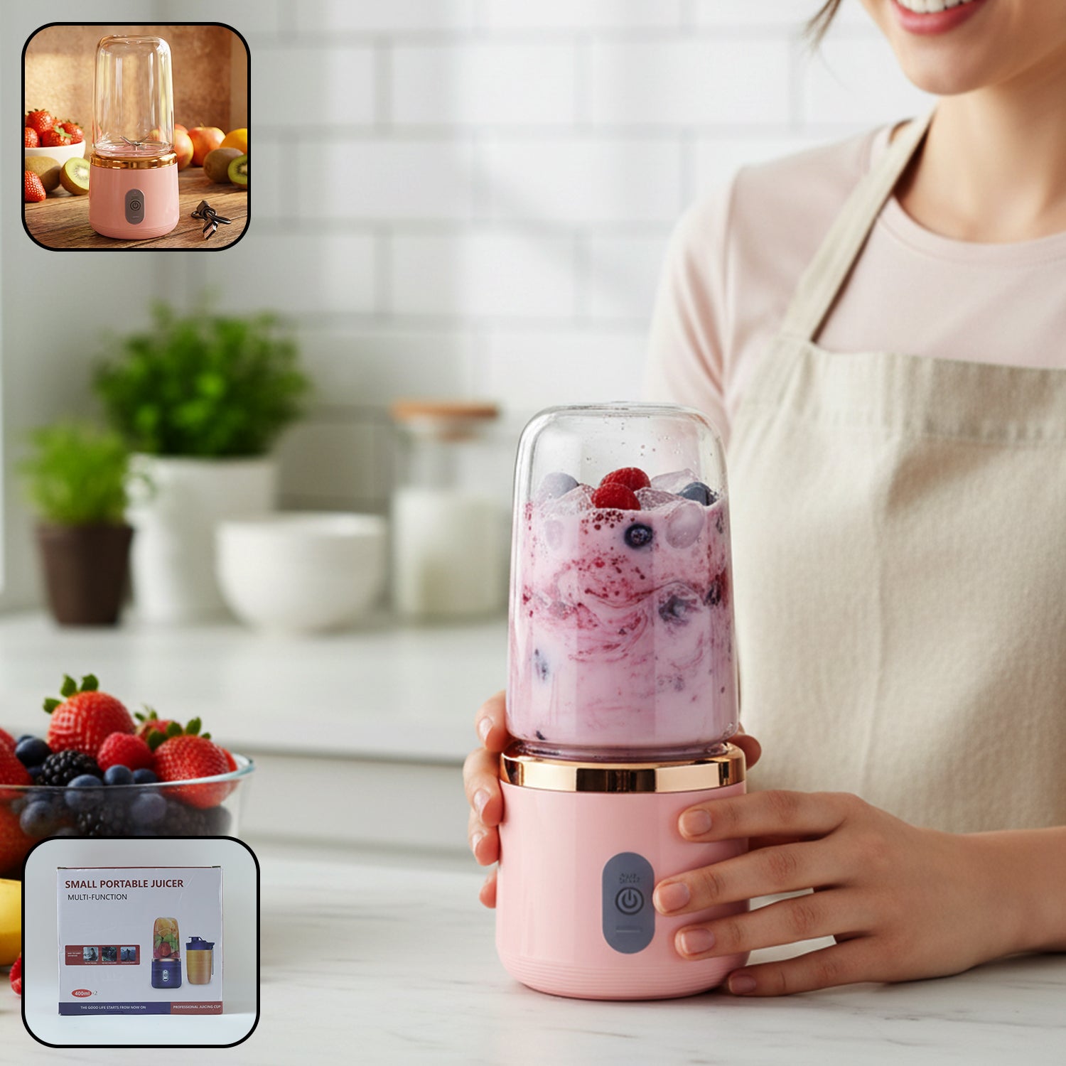 Rechargeable Portable Mini Juicer Blender Bottle Without Cup (1 Pc 400 Ml)