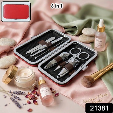 6 In 1 Professional Manicure Pedicure Nail Grooming Kit (1 Set)